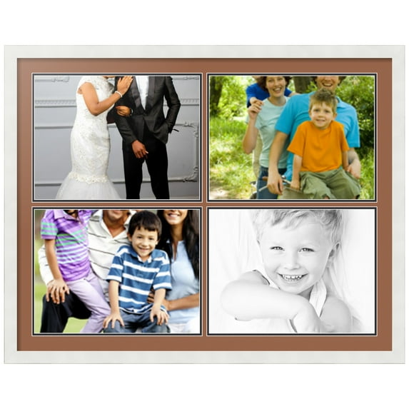 ArtToFrames Collage Photo Picture Frame with 4 - 12x16 Openings, Framed in White with Paloma and Black Mats (CDM-3966-3)