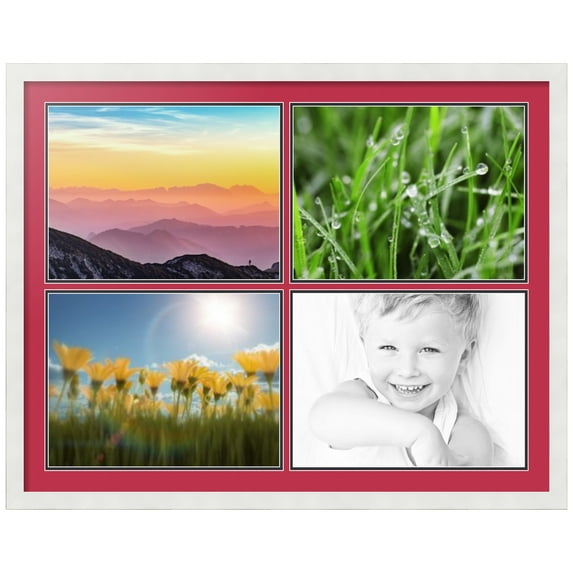 ArtToFrames Collage Photo Picture Frame with 4 - 12x16" Openings, Framed in White with Rouge and Black Mats (CDM-3966-3)