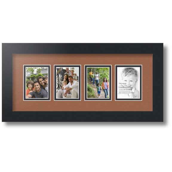 ArtToFrames Collage Photo Picture Frame with 4 - 2.5x3.5 Openings, Framed in Black with Paloma and Black Mats (CDM-3926-5)