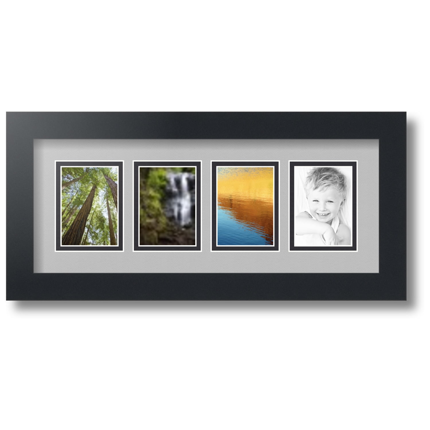 Black and TV Grey Collage Photo Frame with 4 Openings
