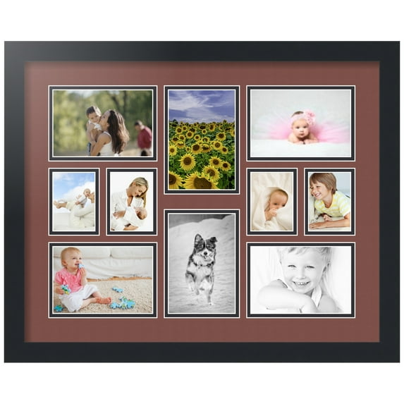 ArtToFrames Collage Photo Picture Frame with 4 - 2.5x3.5 and 6 - 4x6" Openings, Framed in Black with Brique and Black Mats (CDM-3926-401)