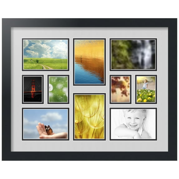 ArtToFrames Collage Photo Picture Frame with 4 - 2.5x3.5 and 6 - 4x6" Openings, Framed in Black with Candlewick and Black Mats (CDM-3926-401)