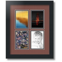 ArtToFrames Collage Photo Picture Frame with 4 - 3.5x5" Openings, Framed in Black with Brique and Black Mats (CDM-3926-532)