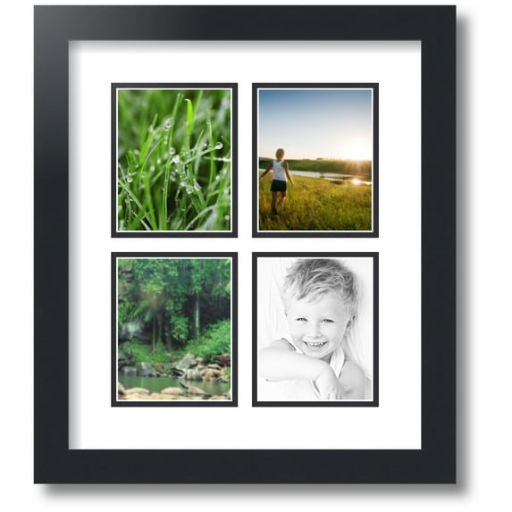 ArtToFrames Collage Photo Picture Frame with 4 - 3x5" Openings, Framed in Black with Crisp and Black Mats (CDM-3926-13)
