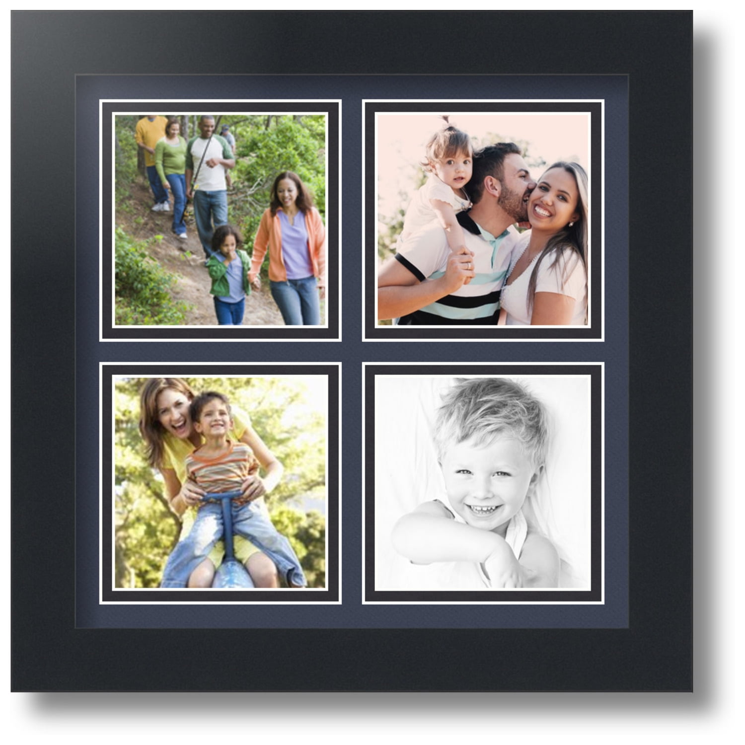 ArtToFrames Collage Photo Picture Frame with 4 - 4x4 Openings, Framed in Black with Blue Jay and Black Mats (CDM-3926-9999)