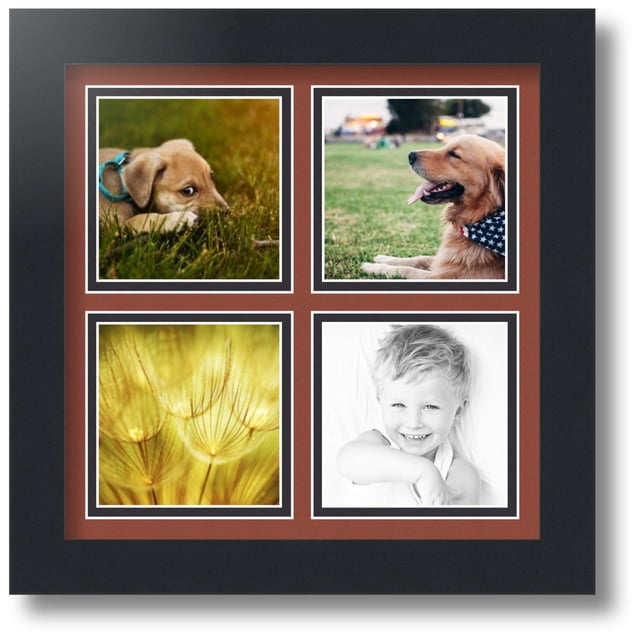 ArtToFrames Collage Photo Picture Frame with 4 - 4x4 Openings, Framed ...