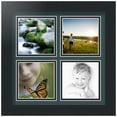 thumbnail image 1 of ArtToFrames Collage Photo Picture Frame with 4 - 4x4" Openings, Framed in Black with Evergreen and Black Mats (CDM-3926-2377), 1 of 8