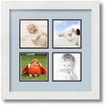 thumbnail image 1 of ArtToFrames Collage Photo Picture Frame with 4 - 4x4 Openings, Framed in White with Baby Blue and Black Mats (CDM-3966-2), 1 of 8