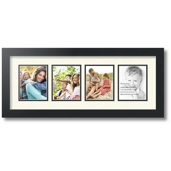 ArtToFrames Collage Photo Picture Frame with 4 - 4x5" Openings, Framed in Black with Brilliant White and Black Mats (CDM-3926-16)
