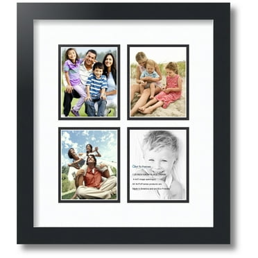 ArtToFrames Collage Photo Picture Frame with 4 - 4x5" Openings, Framed in Black with Super White and Black Mats (CDM-3926-5)