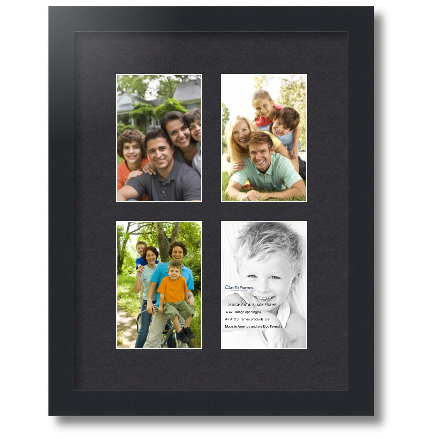 ArtToFrames Collage Mat Picture Photo Frame 4 4x6 Openings in Satin White  2