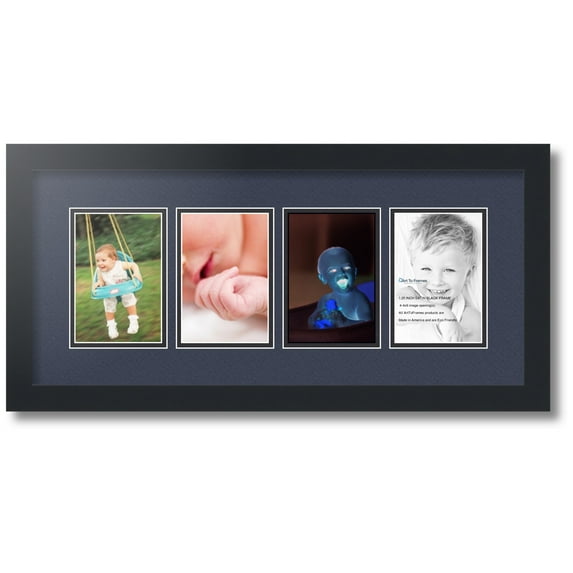 ArtToFrames Collage Photo Picture Frame with 4 - 4x6 Openings, Framed in Black with Blue Jay and Black Mats (CDM-3926-5)