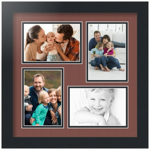 ArtToFrames Collage Photo Picture Frame with 4 - 4x6" Openings, Framed in Black with Brique and Black Mats (CDM-3926-178)