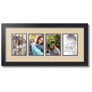 ArtToFrames Satin Black Collage Picture Frame – 4 Openings For 4x6 Photos, Wood, Wall Mount, Made In USA