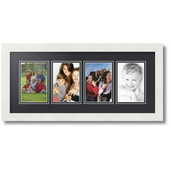 ArtToFrames Collage Photo Picture Frame with 4 - 4x6 Openings, Framed in White with Black and Black Mats (CDM-3966-5)