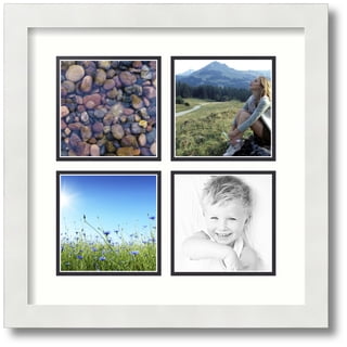ArtToFrames Collage Photo Picture Frame with 4 - 5x5" Openings, Framed in White with Light Cream and Black Mats (CDM-3966-4)