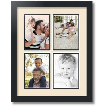 ArtToFrames Collage Photo Picture Frame with 4 - 5x7" Openings, Framed in Black with Alabaster and Black Mats (CDM-3926-3)