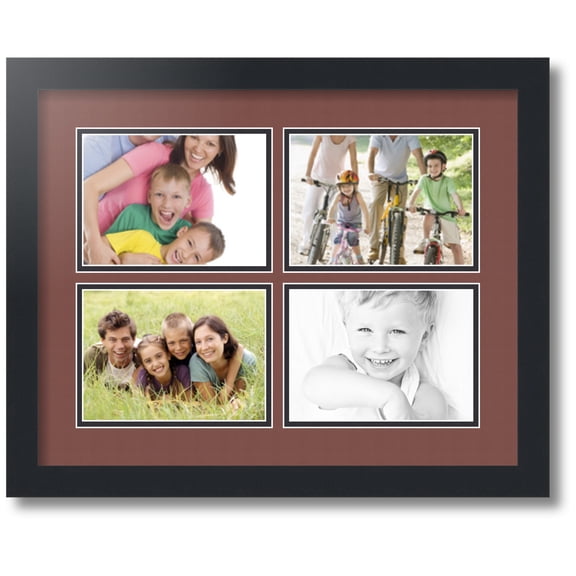 ArtToFrames Collage Photo Picture Frame with 4 - 5x7" Openings, Framed in Black with Brique and Black Mats (CDM-3926-12)