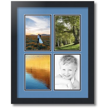 ArtToFrames Collage Photo Picture Frame with 4 - 5x7" Openings, Framed in Black with Liberty Blue and Black Mats (CDM-3926-3)