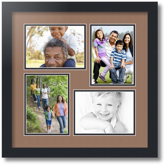 ArtToFrames Collage Photo Picture Frame with 4 - 5x7 Openings, Framed in Black with Sandpiper and Black Mats (CDM-3926-16)