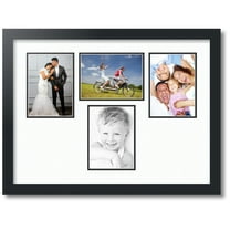 ArtToFrames Collage Photo Picture Frame with 4 - 5x7" Openings, Framed in Black with Super White and Black Mats (CDM-3926-151)