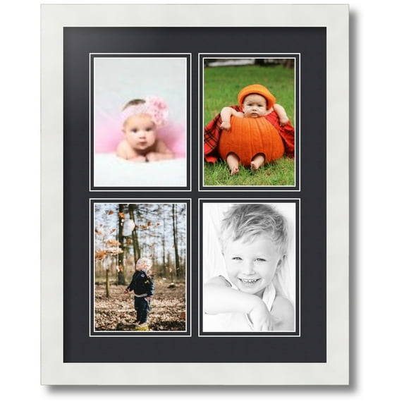 ArtToFrames Collage Photo Picture Frame with 4 - 5x7" Openings, Framed in White with Black and Black Mats (CDM-3966-3)