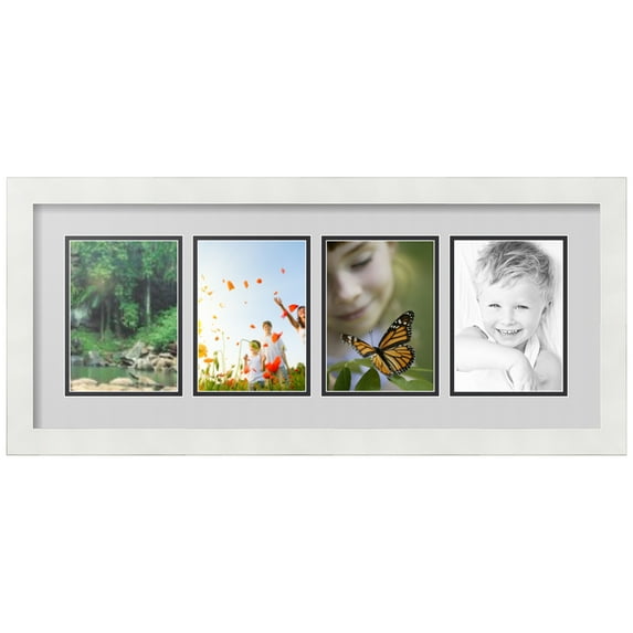 ArtToFrames Collage Photo Picture Frame with 4 - 5x7 Openings, Framed in White with Candlewick and Black Mats (CDM-3966-5)