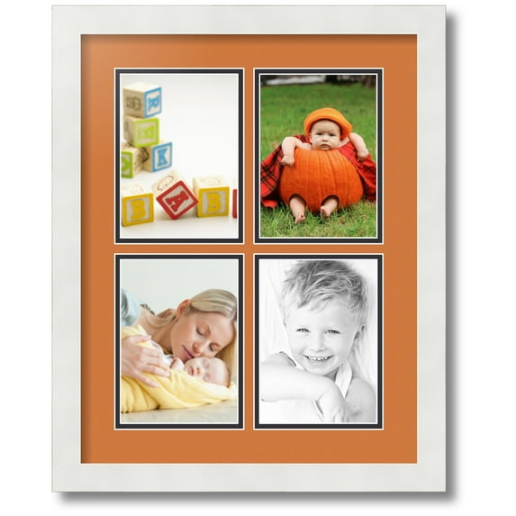 ArtToFrames Collage Photo Picture Frame with 4 - 5x7" Openings, Framed in White with Octoberfest and Black Mats (CDM-3966-3)