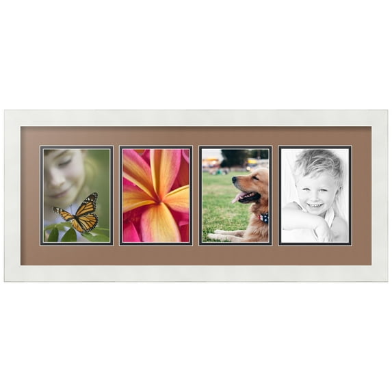ArtToFrames Collage Photo Picture Frame with 4 - 5x7 Openings, Framed in White with Sandpiper and Black Mats (CDM-3966-5)