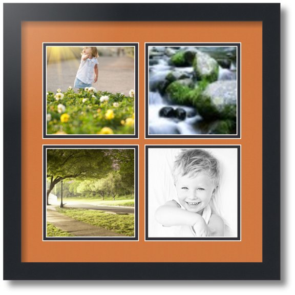 ArtToFrames Collage Photo Picture Frame with 4 - 6x6" Openings, Framed in Black with Octoberfest and Black Mats (CDM-3926-2)