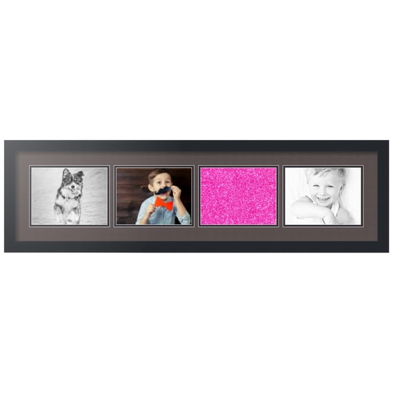 ArtToFrames Collage Photo Picture Frame with 4 - 6x8" Openings, Framed in Black with Chestnut and Black Mats (CDM-3926-886)
