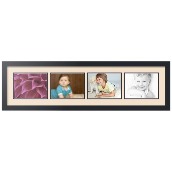 ArtToFrames Collage Photo Picture Frame with 4 - 6x8" Openings, Framed in Black with French Creme and Black Mats (CDM-3926-886)