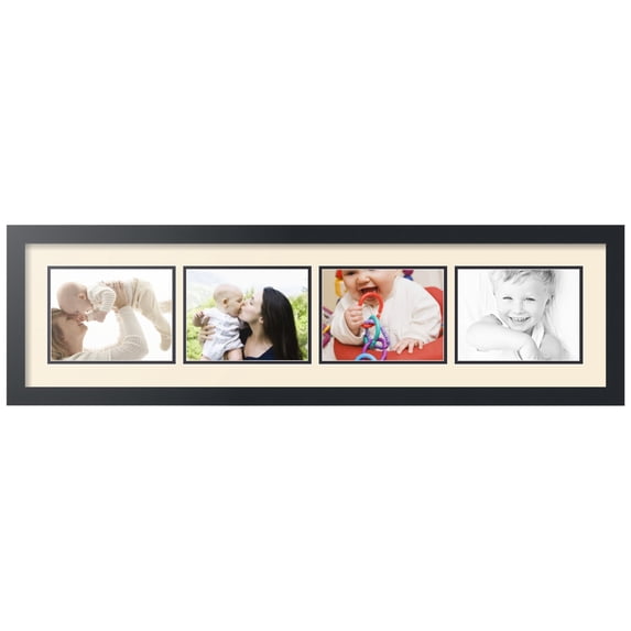 ArtToFrames Collage Photo Picture Frame with 4 - 6x8" Openings, Framed in Black with Ivory and Black Mats (CDM-3926-886)