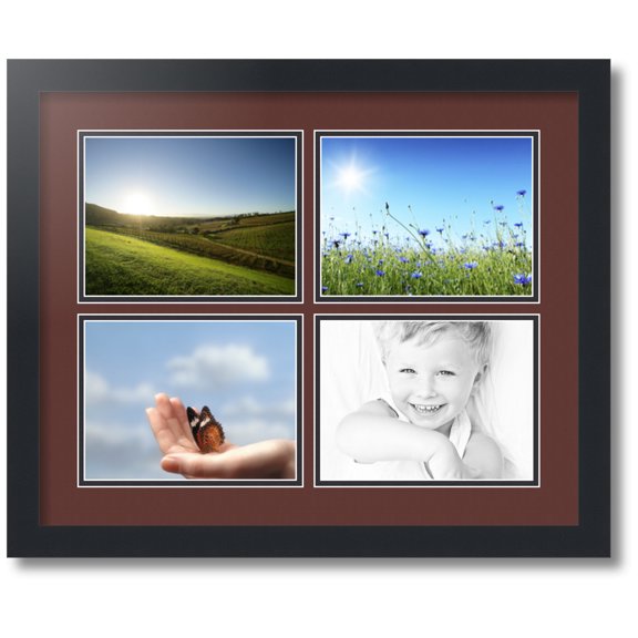 ArtToFrames Collage Photo Picture Frame with 4 - 6x8" Openings, Framed in Black with Maroon and Black Mats (CDM-3926-1597)