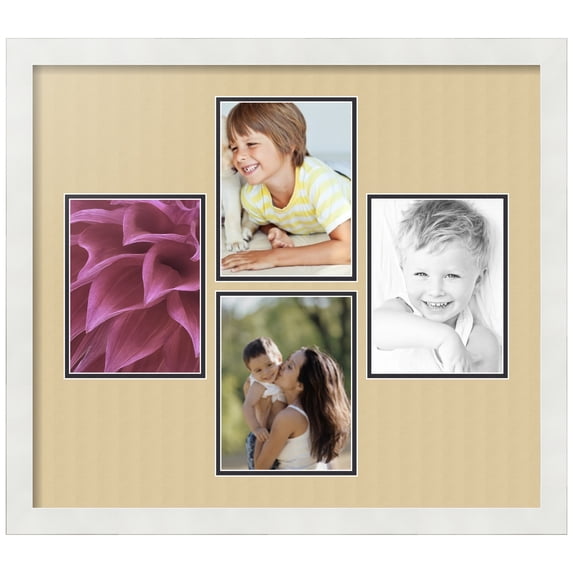 ArtToFrames Collage Photo Picture Frame with 4 - 6x8" Openings, Framed in White with Green Whisper and Black Mats (CDM-3966-1179)