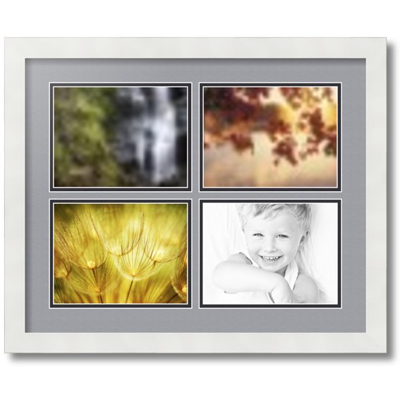 ArtToFrames Collage Photo Picture Frame with 4 - 6x8" Openings, Framed in White with Silver and Black Mats (CDM-3966-1597)