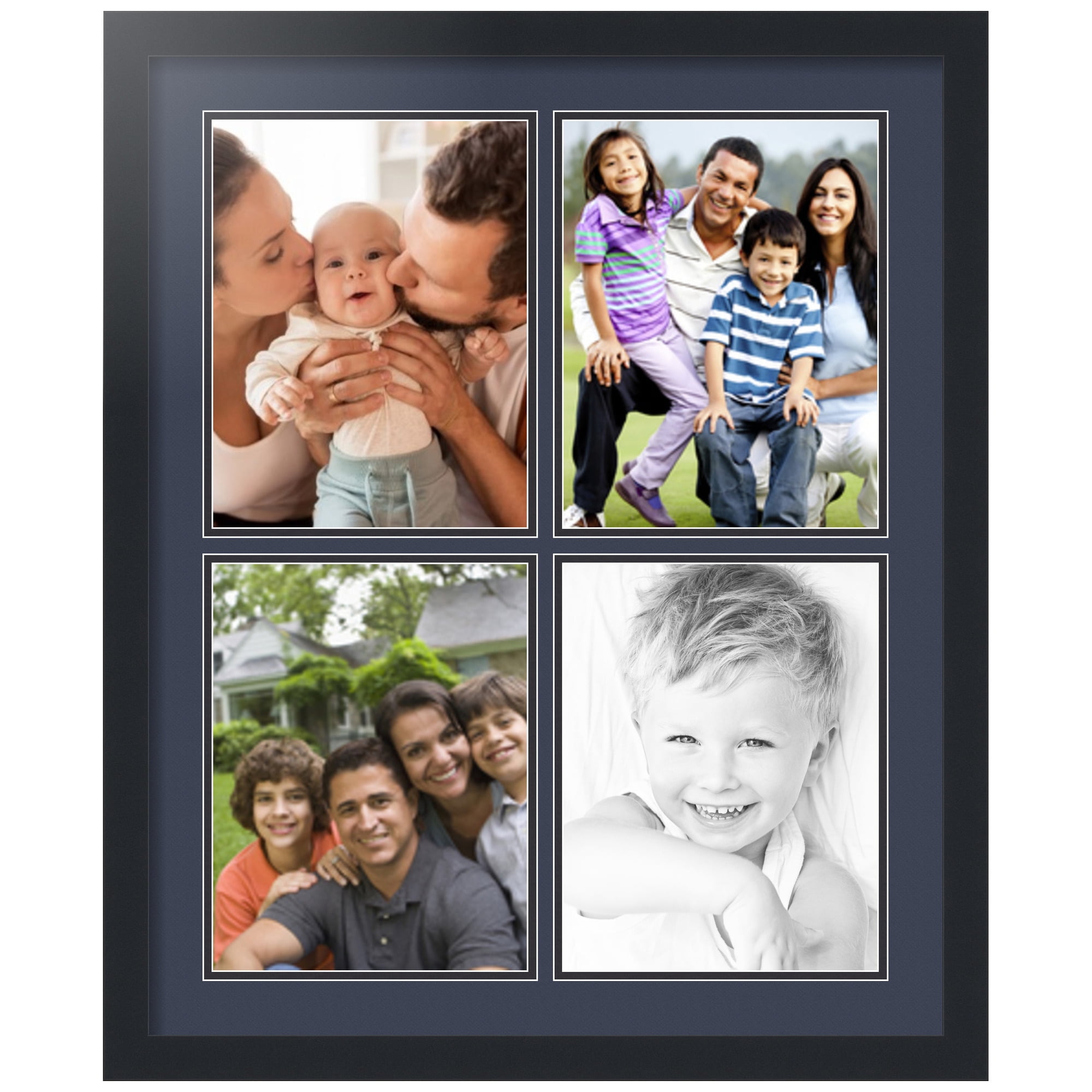 ArtToFrames Collage Photo Picture Frame with 4 - 8.5x11 Openings, Framed in Black with Blue Jay and Black Mats (CDM-3926-1)