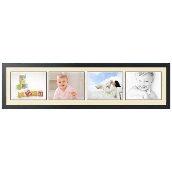 ArtToFrames Collage Photo Picture Frame with 4 - 8.5x11" Openings, Framed in Black with Cream and Black Mats (CDM-3926-887)