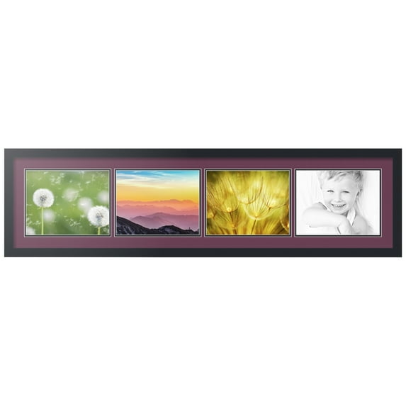 ArtToFrames Collage Photo Picture Frame with 4 - 8.5x11" Openings, Framed in Black with Ruby and Black Mats (CDM-3926-887)