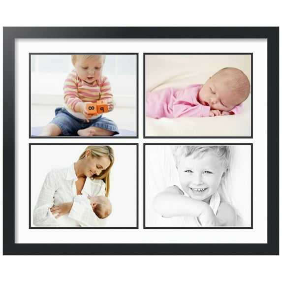 ArtToFrames Collage Photo Picture Frame with 4 - 8.5x11 Openings, Framed in Black with Super White and Black Mats (CDM-3926-3)