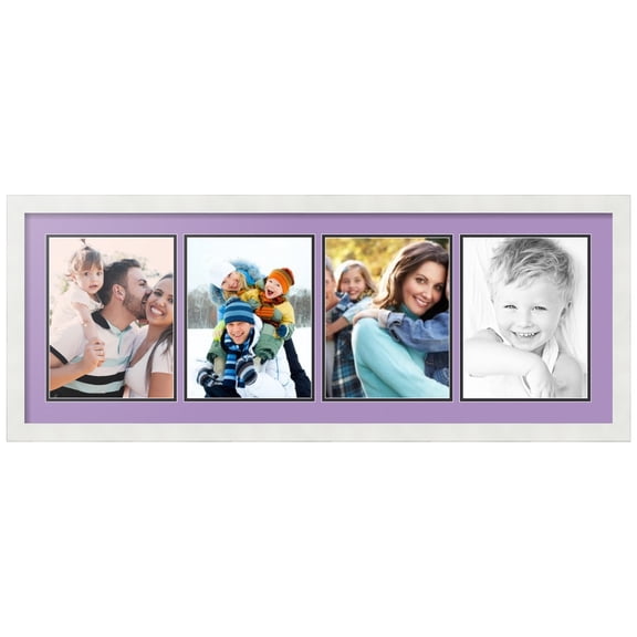 ArtToFrames Collage Photo Picture Frame with 4 - 8.5x11 Openings, Framed in White with Lavender Mist and Black Mats (CDM-3966-5)