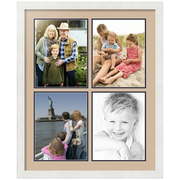 ArtToFrames Collage Photo Picture Frame with 4 - 8.5x11" Openings, Framed in White with Scotch Mist and Black Mats (CDM-3966-564)