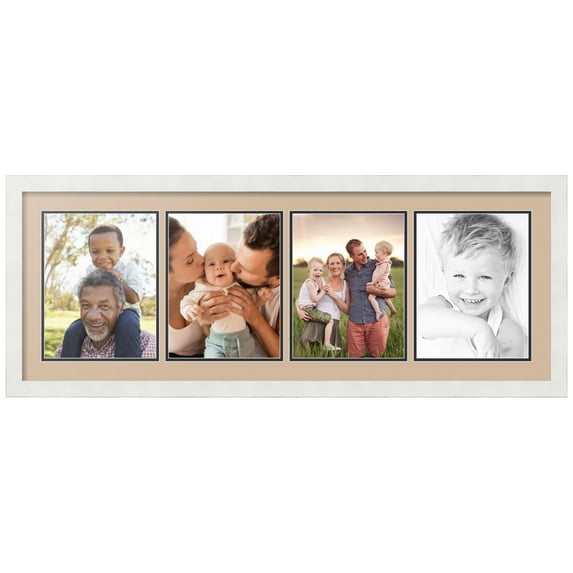 ArtToFrames Collage Photo Picture Frame with 4 - 8.5x11 Openings, Framed in White with Scotch Mist and Black Mats (CDM-3966-5)