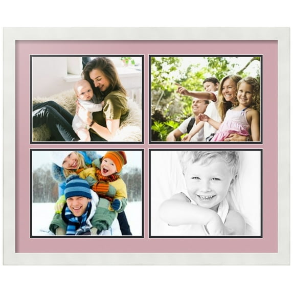 ArtToFrames Collage Photo Picture Frame with 4 - 8.5x11 Openings, Framed in White with Seashell and Black Mats (CDM-3966-3)