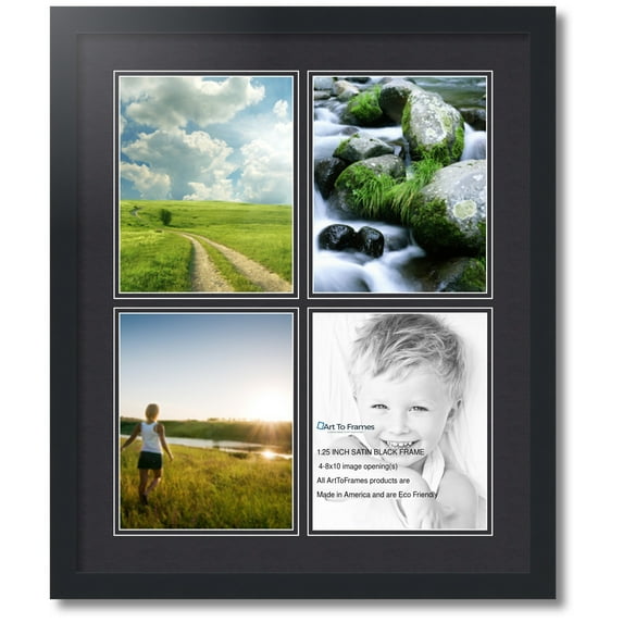 ArtToFrames Collage Photo Picture Frame with 4 - 8x10 Openings, Framed in Black with Black and Black Mats (CDM-3926-1)