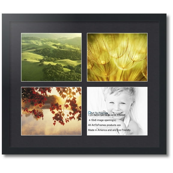 ArtToFrames Collage Photo Picture Frame with 4 - 8x10 Openings, Framed in Black with Black and Black Mats (CDM-3926-3)