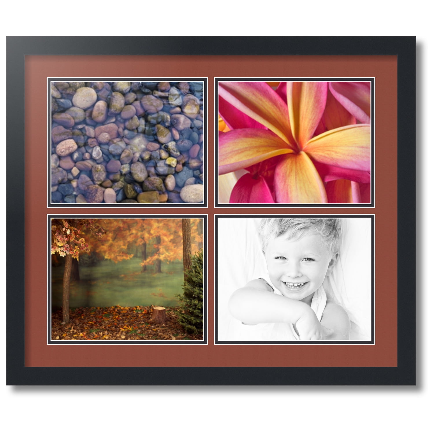 ArtToFrames Collage Photo Picture Frame with 3 - 4x10 Openings, Framed in Black with Super White and Black Mats (cdm-3926-67)