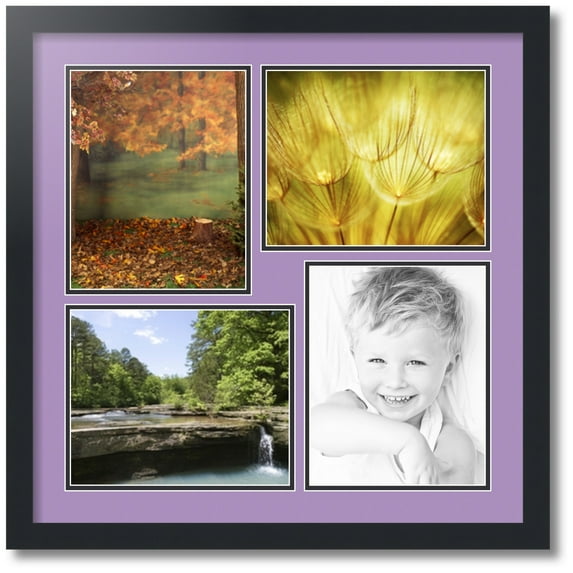 ArtToFrames Collage Photo Picture Frame with 4 - 8x10" Openings, Framed in Black with Lavender Mist and Black Mats (CDM-3926-16)