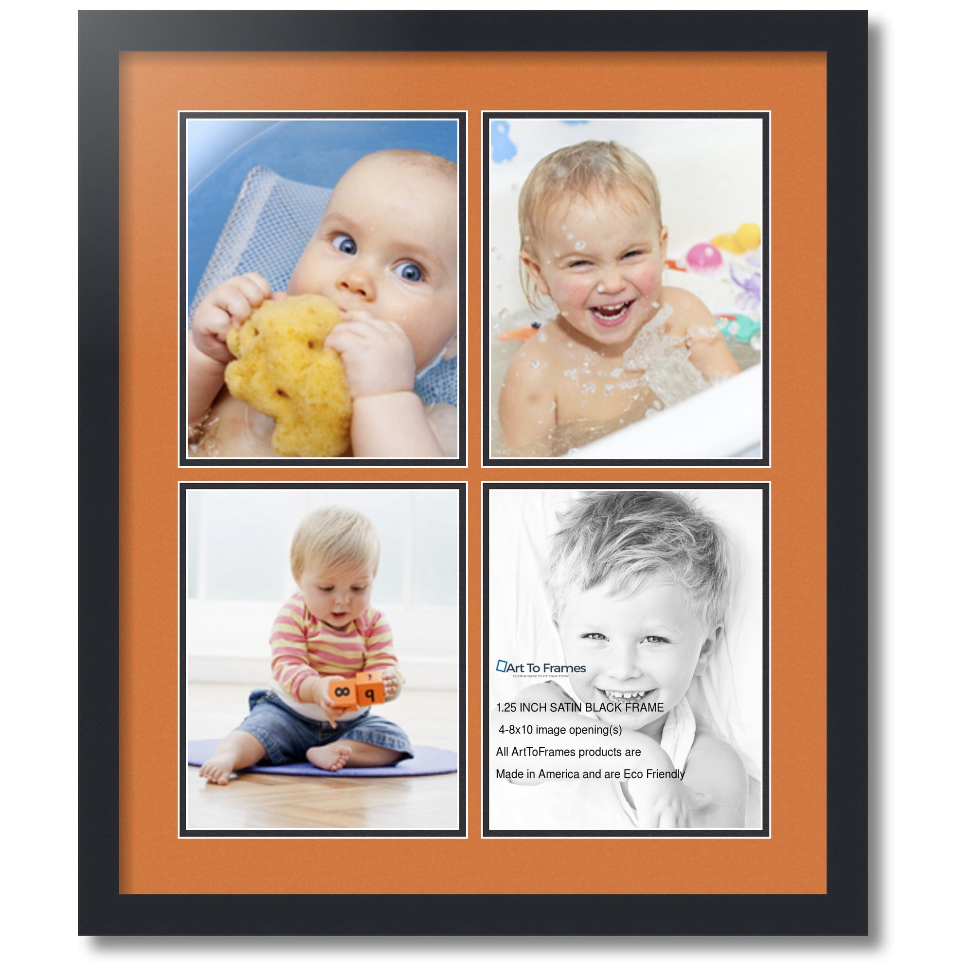 ArtToFrames Collage 4-8x10 Multiple Four Slots Picture Frame, Black ...