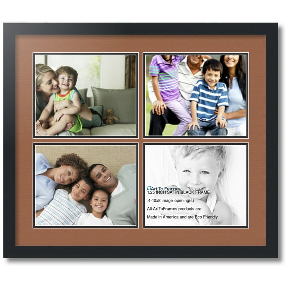 ArtToFrames Collage Photo Picture Frame with 4 - 8x10 Openings, Framed in Black with Paloma and Black Mats (CDM-3926-3)